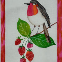 Bird with Strawberry Branch