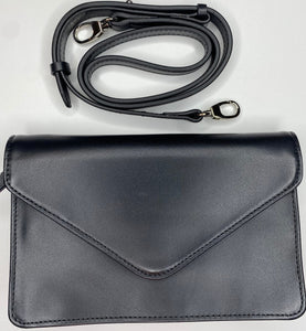 Self Finishing Leather Gusset Shoulder Bag - Black (2 in inventory)