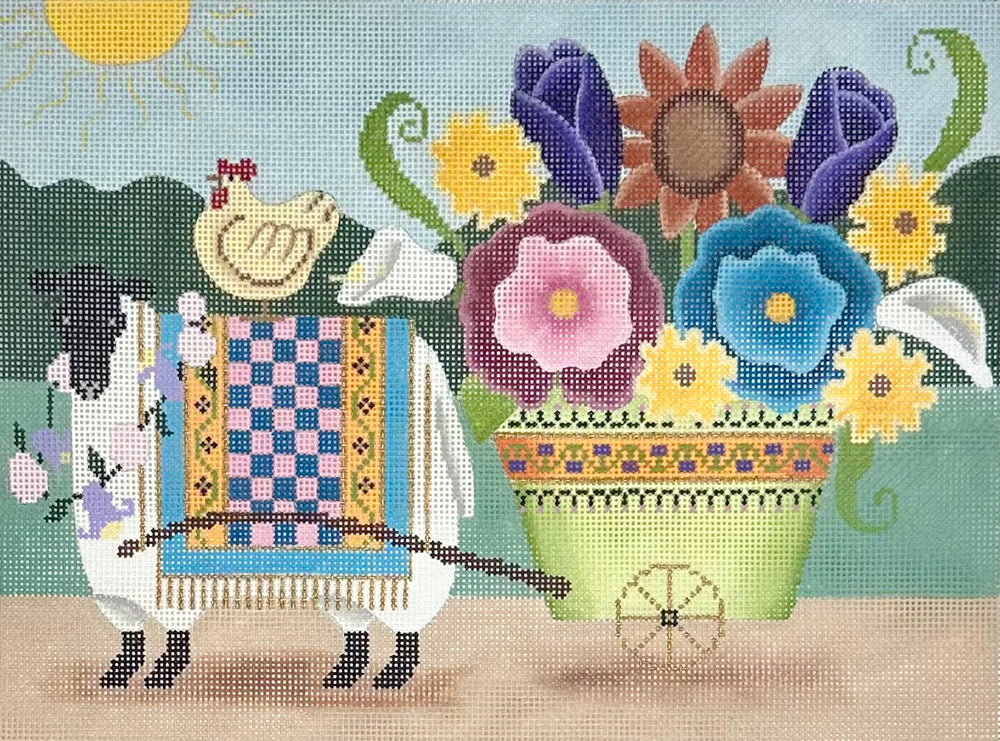 Sheep Pulling Flower Cart III with stitch guide