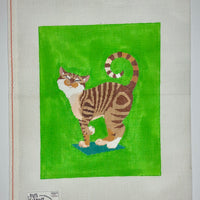 Striped Cat on Green