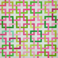 Interlocking Squares Pinks & Greens on White