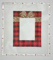Red Plaid Frame with Leopard Bow
