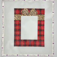 Red Plaid Frame with Leopard Bow