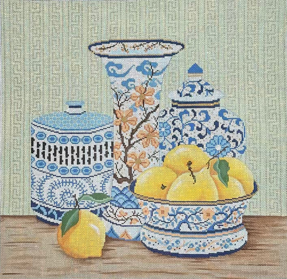 Blue Vase with Lemons
