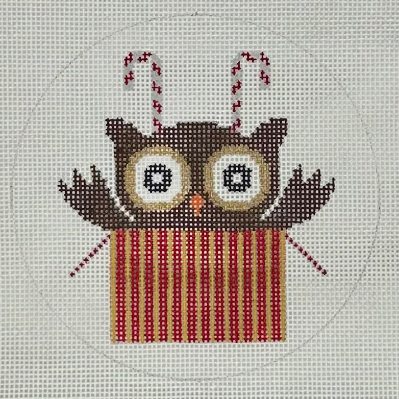 Present Owl w/ Candy Cane