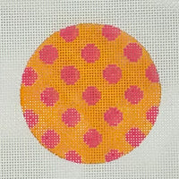 Tangerine w/Watermelon Polka Dots Round
