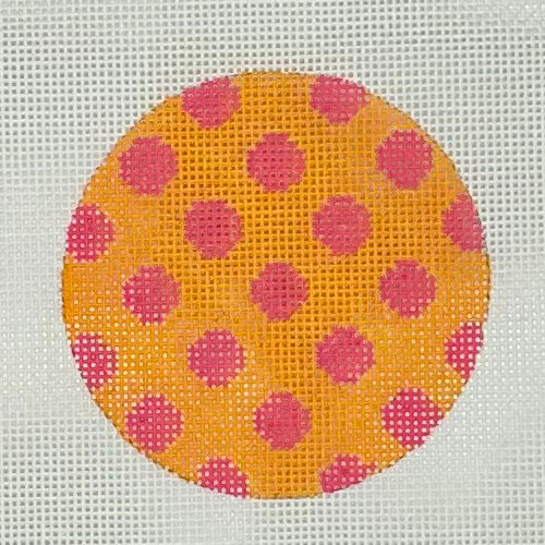 Tangerine w/Watermelon Polka Dots Round