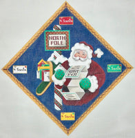 Santa at the Mailbox Tree Skirt Panel with stitch guide
