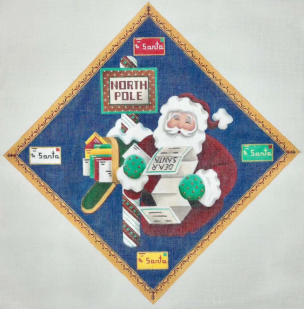 Santa at the Mailbox Tree Skirt Panel with stitch guide