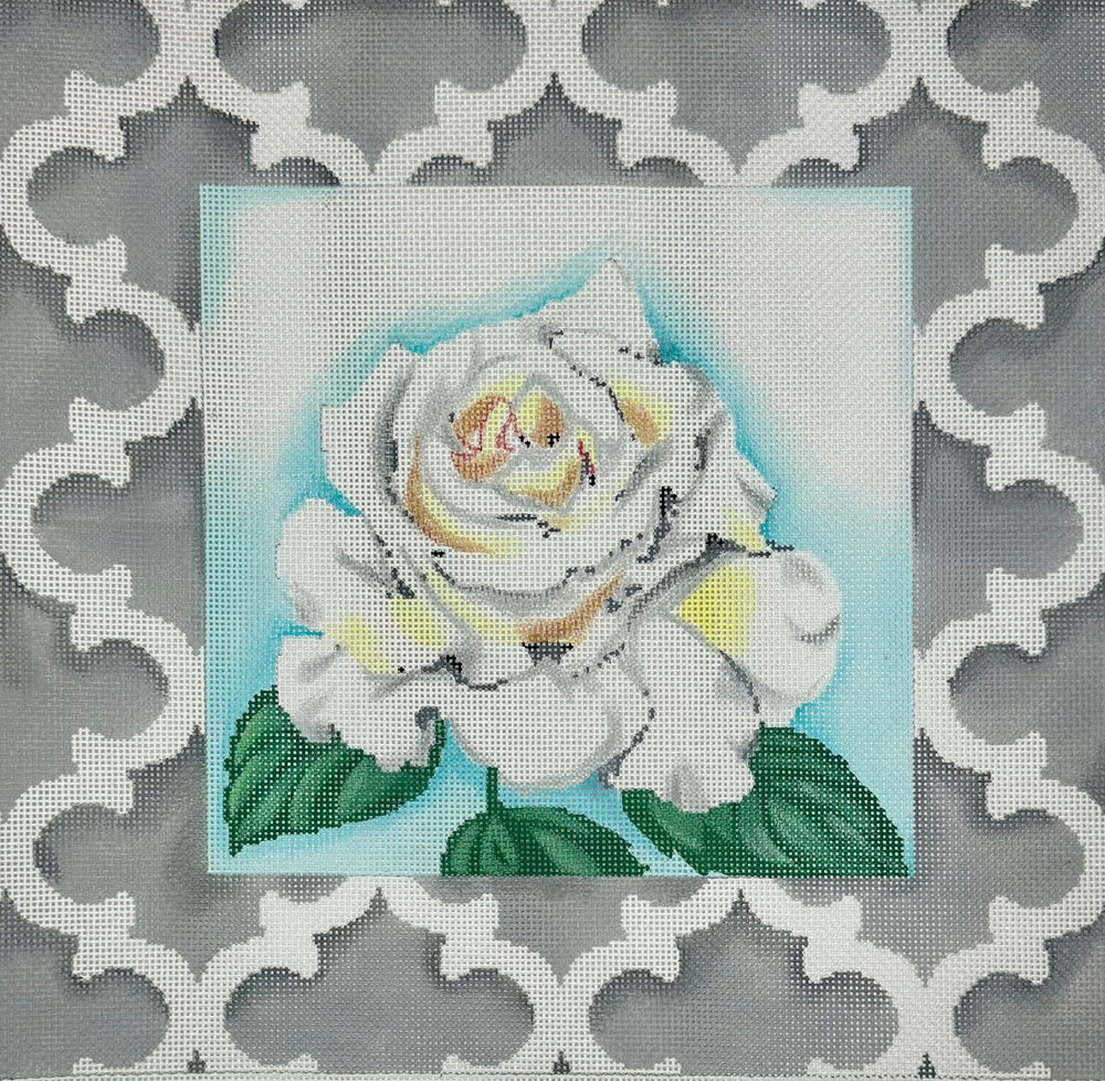 White Rose with Quatrefoil Border
