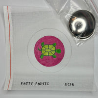 Button Cover - Turtle on Pink