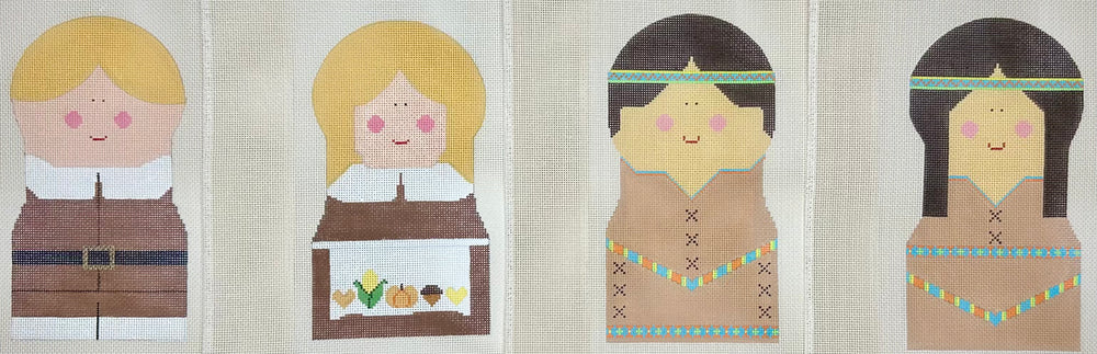 4 Thanksgiving Character Set with stitch guides