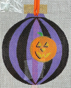 Pumpkin Purple and Black Stripes Ornament