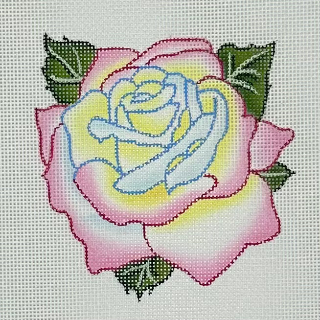 Light Blue, Yellow, Pink Rose