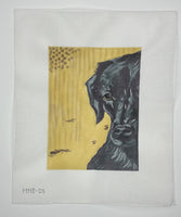 Black Lab, Yellow Background
