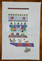Bold Stripe, Santa and Animals Stocking
