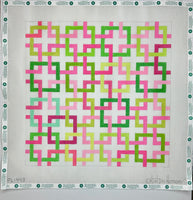 Interlocking Squares Pinks & Greens on White
