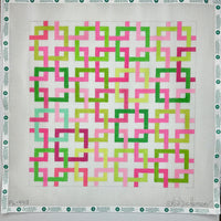 Interlocking Squares Pinks & Greens on White