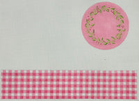 Lg. Round Box - Gingham with Floral Vine (no hardware)
