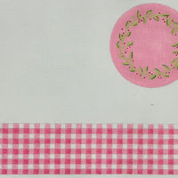 Lg. Round Box - Gingham with Floral Vine (no hardware)