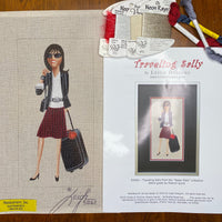 Traveling Sally with stitch guide and threads