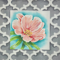 Peach Floral with Quatrefoil Border