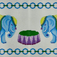 Blue Elephants Monogram Pillow