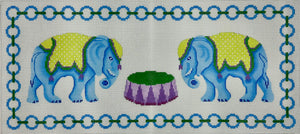 Blue Elephants Monogram Pillow