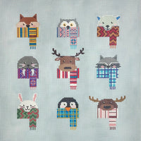 9 Animals with Scarves Pillow