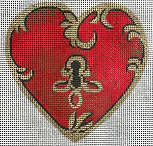 Red Lock Heart w/ Gold Key
