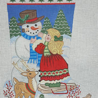 Girl Building Snowman Stocking