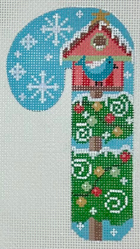 Birdhouse Candy Cane with stitch guide