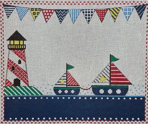 Patterned Sailboats Birth Announcement