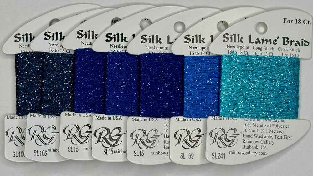 7 cards of Silk Lame Braid 18ct
