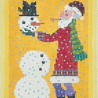 Santa Building Snowman Ornament with stitch guide