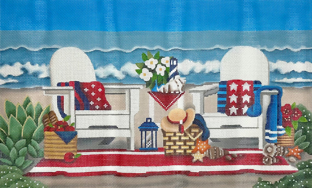 Red, White & Blue Beach with stitch guide