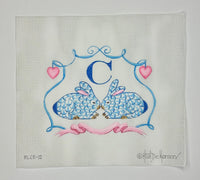 Fishnet Crouching Bunnies w/Hearts & Ribbon
