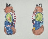 Two Sided Fox with Candy Cane Ornament
