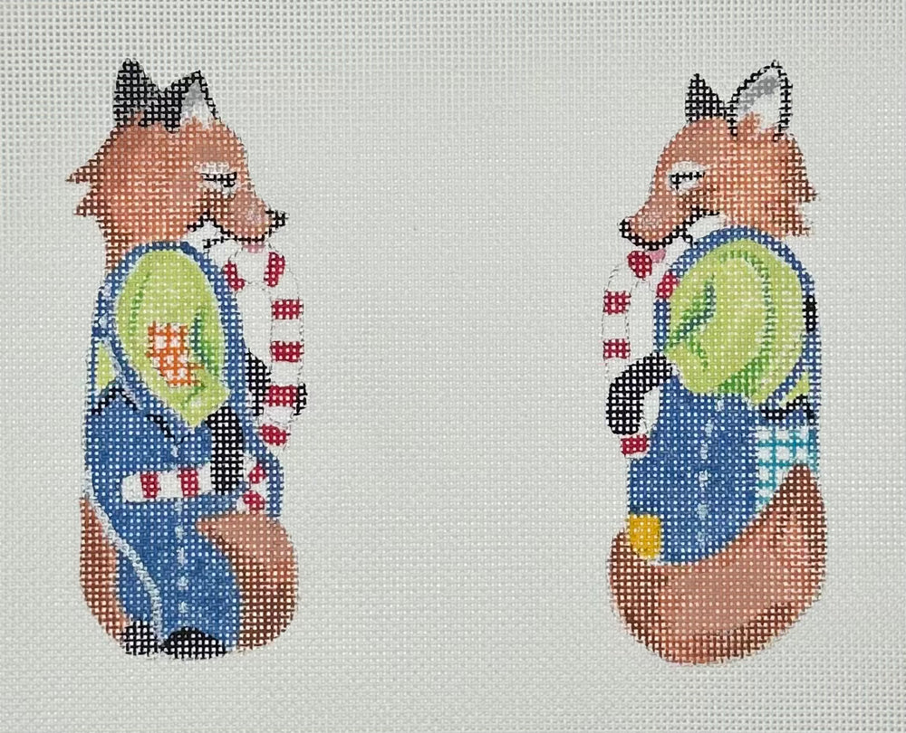 Two Sided Fox with Candy Cane Ornament