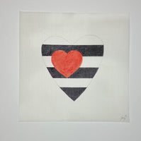 Valentine Heart Black White Stripes Red Heart

