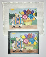 Sheep Pulling Flower Cart III with stitch guide
