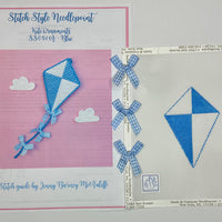 Blue Kite Ornament with stitch guide