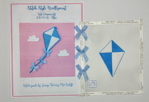 Blue Kite Ornament with stitch guide