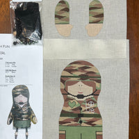 Army Girl with stitch guide and beads