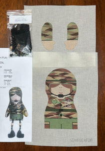 Army Girl with stitch guide and beads