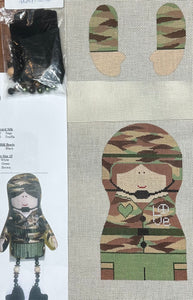 Army Girl with stitch guide and beads