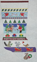 Bold Stripe, Santa and Animals Stocking

