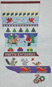 Bold Stripe, Santa and Animals Stocking