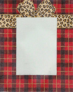 Red Plaid Frame with Leopard Bow