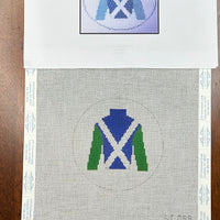 Green and Blue Jockey Silk Ornament with stitch guide